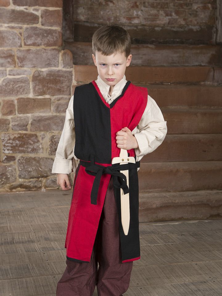 Children's tunic with tie belt red-black 4