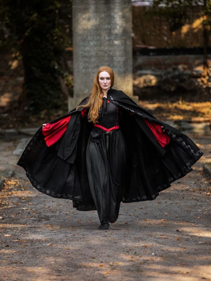 Wool cape with embroidery, black 4