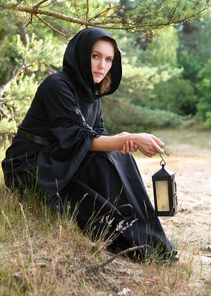 Medieval dress Isra with hood black 5