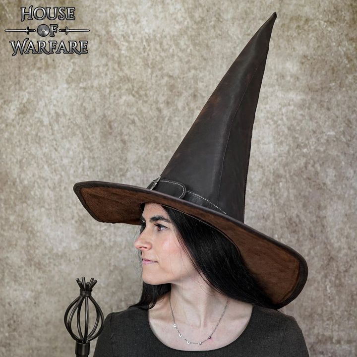 Wizard hat made of brown leather 5