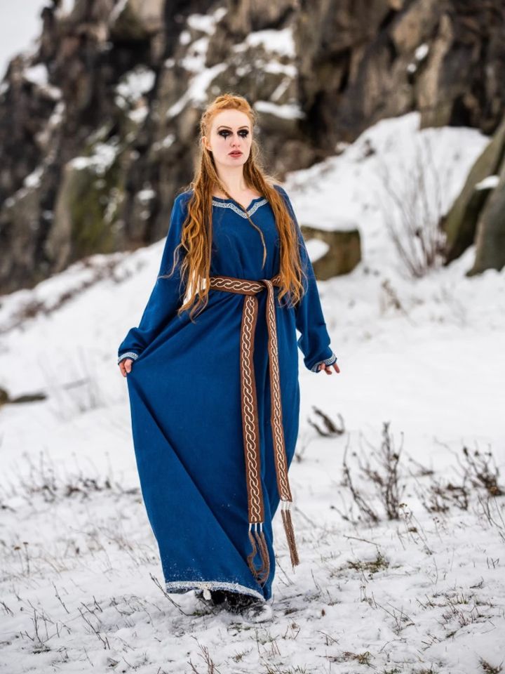 Viking dress Brigida blue L 5