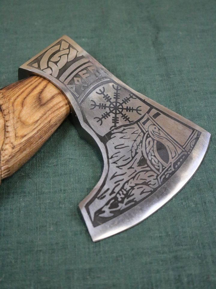 Viking axe Thor's hammer with carvings 5