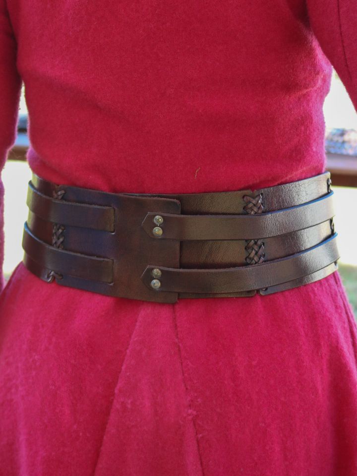 Wide double belt brown, unisex 5