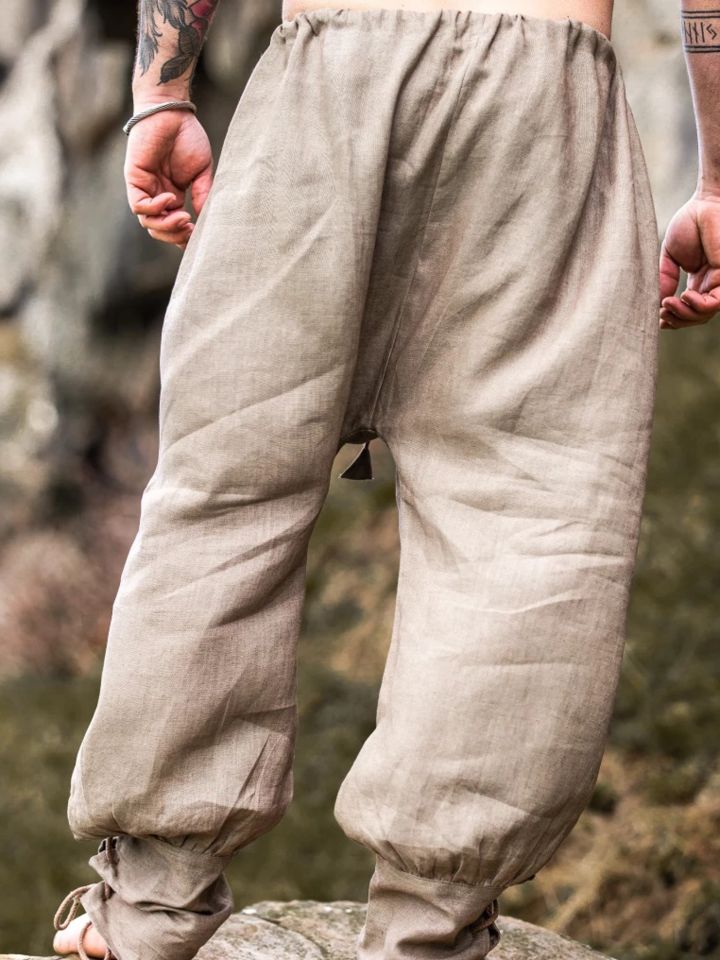 Viking rush pants Wodan made of linen stone gray L 5