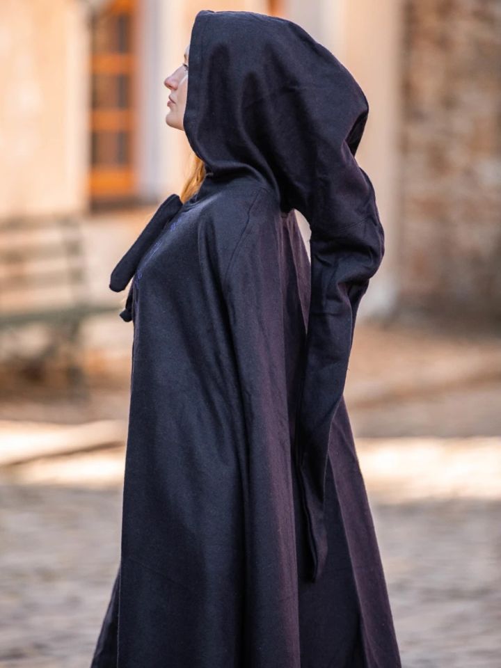 Wool cape with embroidery, blue 5