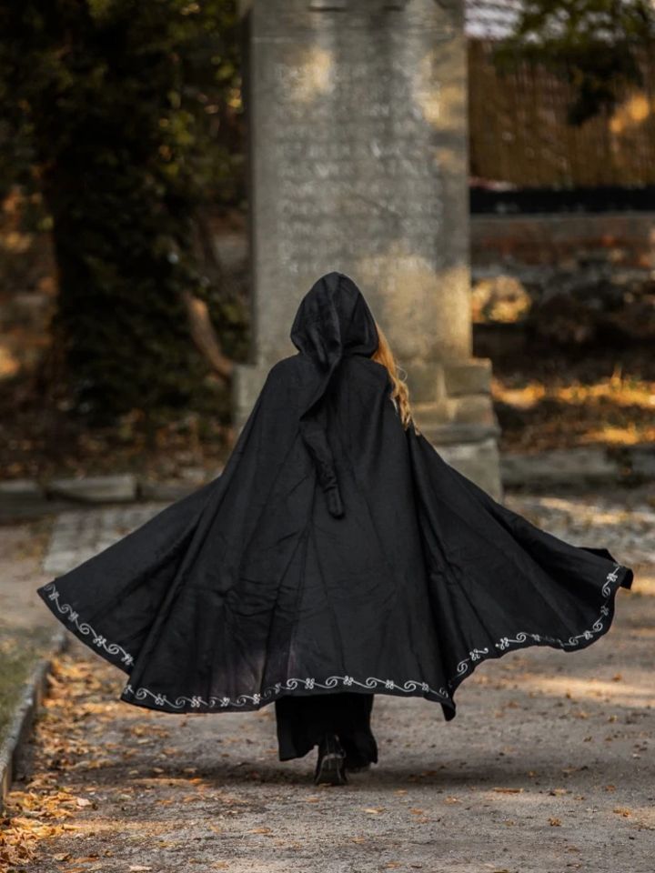 Wool cape with embroidery, black 5