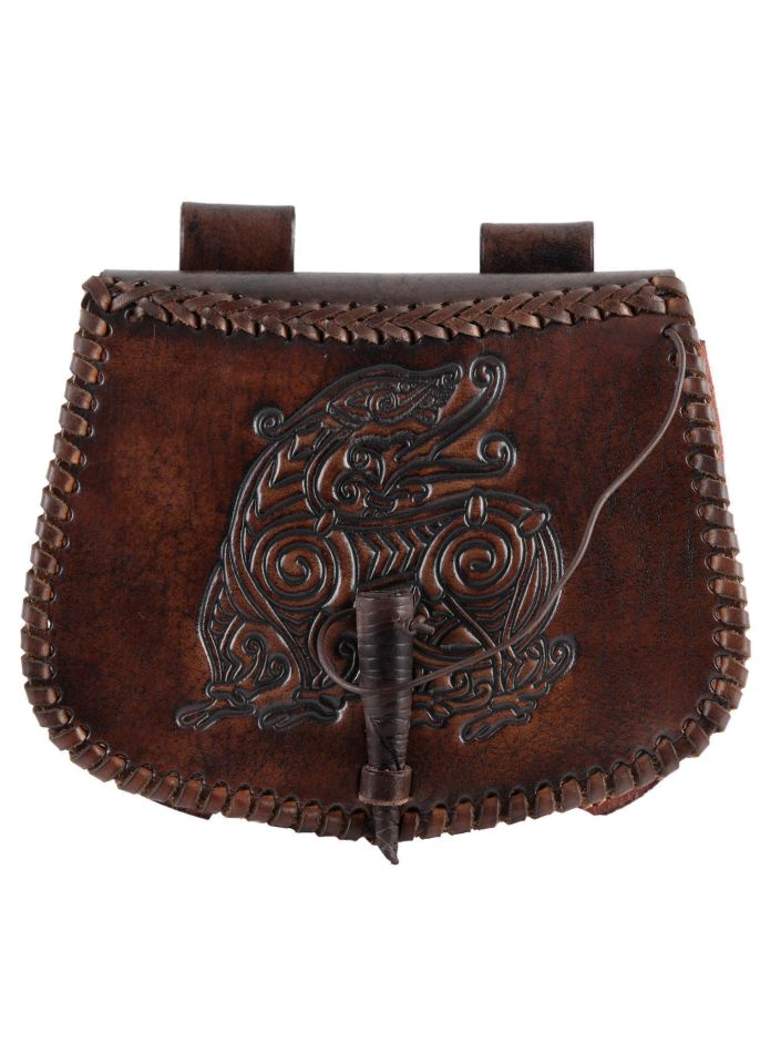 brown belt pouch with dragon embossing 6