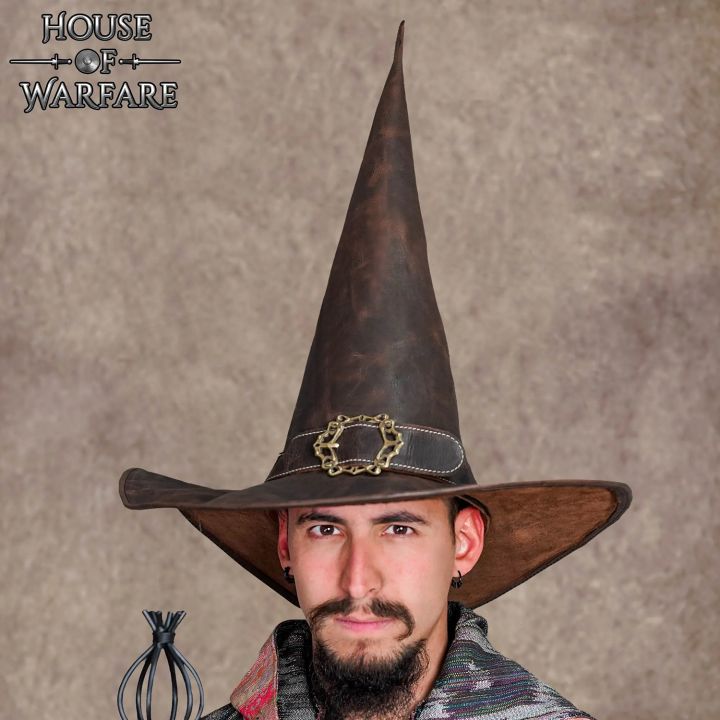 Wizard hat made of brown leather L 6