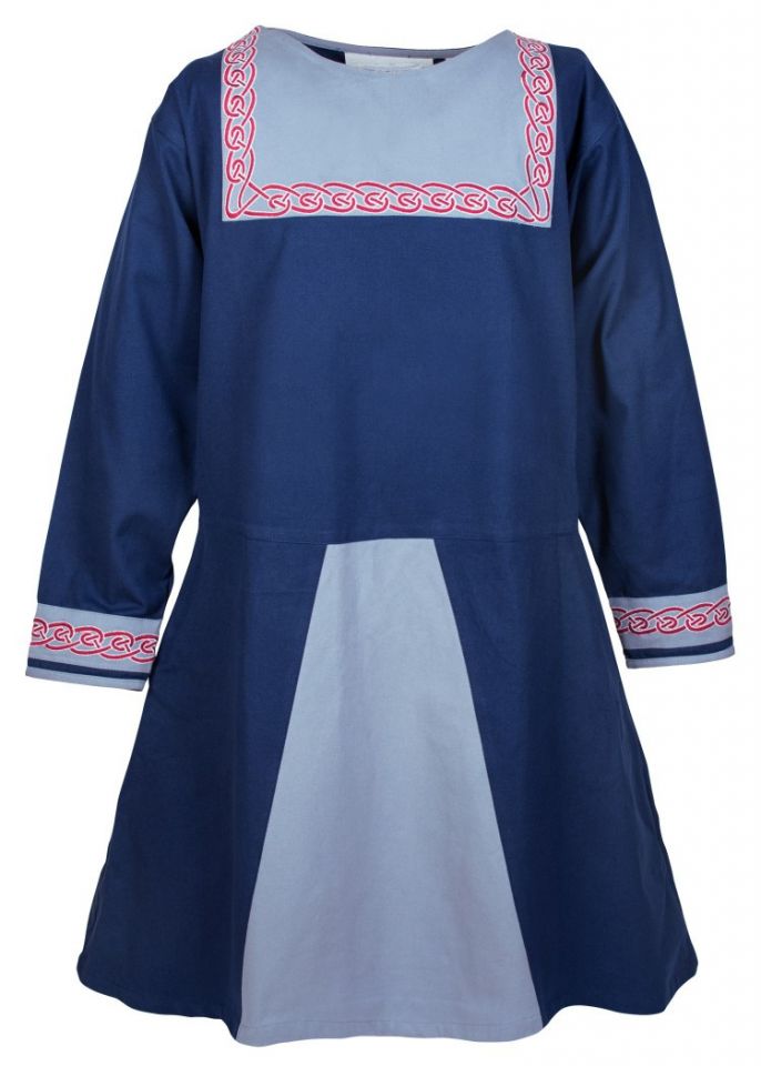 Viking tunic with embroidery blue XL 7