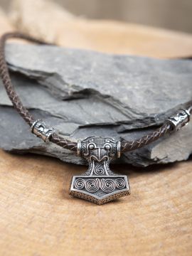 Brown leather necklace with Schonen hammer