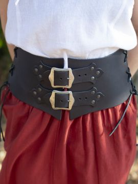 Lace-up bodice with buckles black XL