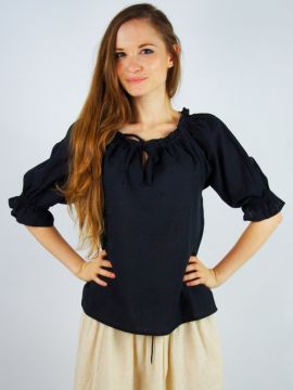 Black cotton summer blouse XXXL