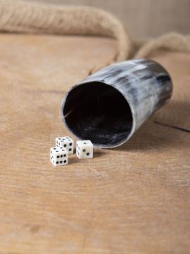 Dice set with horn cup