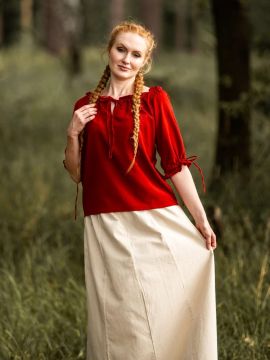 Red cotton summer blouse