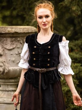 Bodice vest with metal buttons black